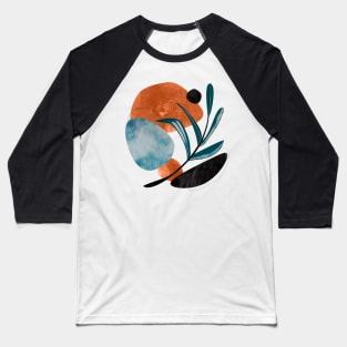 Minimalist olive branch with abstract blue and gold textures Baseball T-Shirt